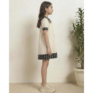 Bugandbees – robe trapèze en coton pour filles, avec col Peter Pan à pois, manches courtes, Mini robe d'été mignonne pour enfants - Product Image 5