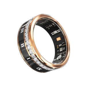 Smart <b>Ring</b> Ceramic Case Diamond Encrusted Heart Rate Fitness Tracker IP68 Water Resistant <b>Magnetic</b> Charging App Control - Product Image 3