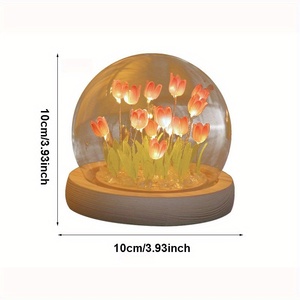 Lámpara de Noche Decorativa <span class=keywords><strong>para</strong></span> el Hogar, Mini Tulipán LED, <span class=keywords><strong>Bola</strong></span> de Cristal, Lámpara de Flores de Tulipán DIY <span class=keywords><strong>para</strong></span> Dormitorio, Funciona con Pilas AAA, Hecha de ABS - Product Image 4