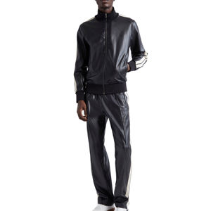 กางเกงหนังแฟชั่นผู้ชายเอวสูงหนัง PU เอวยางยืดกางเกงปั่นจักรยานวินเทจกางเกงหนังสไตล์สตรีทสำหรับผู้ชาย - Product Image 5