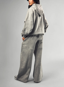 OEM/ODM Custom Printed Logo 2 Piece <b>Women</b> Jogger Sets High Quality 100% Cotton Oversized hoodie & <b>trouser</b> <b>Women's</b> Tracksuit - Product Image 3