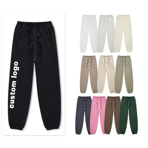 Otoño Invierno Unisex ligero de lana/algodón pantalones de chándal de tiro medio de alta calidad Hip Hop logotipo personalizado Color sólido plano - Product Image 1