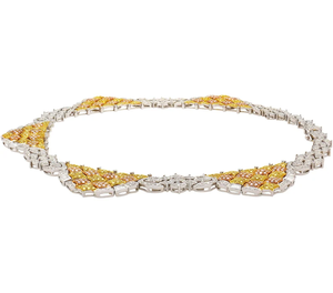 Collar de Diamantes Naturales de 35.50 CTTW en Oro Tricolor de 18k, Color Rosa, Blanco y Amarillo, Joyas SV Vintage, Certificado IGI - Product Image 3