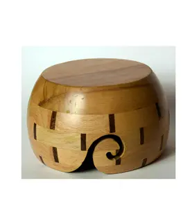 Bol de fil en palissandre artisanal universel pour tricoter crochet bol de rangement pour enrouleur de fil crochet accessoires - Product Image 1