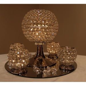 Pedestal Metal Base Crystal Ball Silver Votive Candle Holder Table Centerpieces for <b>Buffet</b> <b>Cabinet</b> Home Wedding - Product Image 6