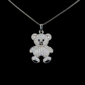 Collar con Colgante de Oso de Peluche de Oro Blanco de 14K con Diamantes de Moissanita de Excelente Calidad, Estilo Hip Hop, Disponible para Exportación - Product Image 2