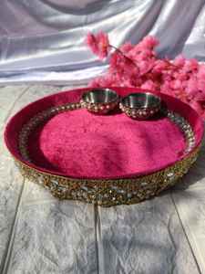 Juego de Thali de Acero y Terciopelo Decorativo para el Hogar, Festival Indio, Artículos de Pooja, Bodas e Ideal para Regalos de Recuerdo - Product Image 5