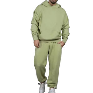 Conjunto Deportivo de Invierno de Diseño Personalizado de Fábrica, 100% Algodón, Sudadera con Capucha y Pantalones de Chándal de Felpa, Conjuntos para Correr, Unisex, Talla Grande - Product Image 1