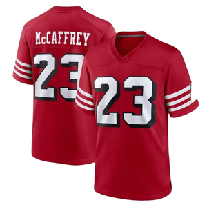 Camiseta Roja de los San Francisco Stitched para Hombre # 23 Christian McCaffrey # Camiseta de Fútbol Americano de los Estados Unidos de América de Brock Purdy, Número 13 - Product Image 3