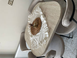 Camino de mesa con volantes blanco elegante y elegante, 40x150cm(15 "x 59"), acento decorativo para cocina, comedor, mesas auxiliares de café para boda - Product Image 3