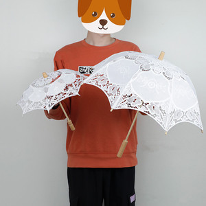 Китайский заводской фантастический декорированный кружевной зонтик для невесты белый зонтик для свадьбы - Product Image 5