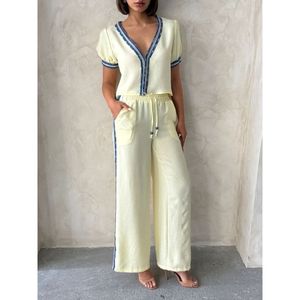 Pantalones Vaqueros a Rayas Amarillos para Mujer, Producto al por Mayor - Product Image 2