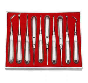 Kit de 10 Elevadores Dentales Manuales de Acero Inoxidable, Instrumentos de Ortodoncia, para Extracción de Raíces y Aflojamiento de Dientes, Quirúrgico - Product Image 1