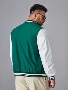 Blouson Bomber Varsity en Laine pour Homme avec Capuche, Style Letterman, Corps et Manches en Tissu, Col Montant - Product Image 2