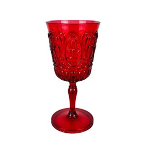 Unbreakable Vintage Embossed Plastic <b>Red</b> 12.5 oz <b>Wine</b> <b>Glass</b> for Christmas Party Wedding - Product Image 2