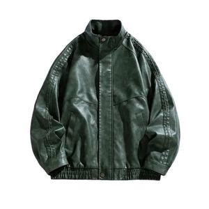 Veste streetwear robuste, respirante, écologique, en cuir, à col roulé, avec fermeture éclair, couleur personnalisée, sur mesure pour homme, OEM/ODM - Product Image 1