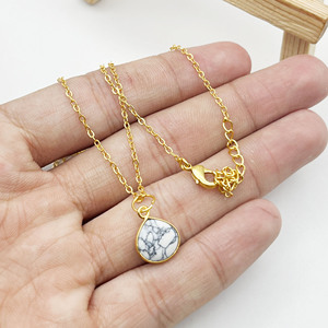 Đẹp Howlite Tim Vòng Cổ Handmade 10Mm Trong 925 Sterling Silver Bạc Với Vàng Mạ Mịn Đá Quý Trang Sức Quà Tặng Cho Đám Cưới - Product Image 3