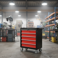 Chariot à outils en acier robuste OEM à 5 tiroirs avec serrure et roues pour garage et atelier