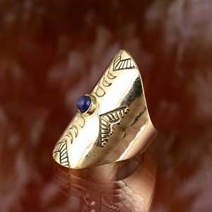 "Anillo de Bodas de apertura amplia de piedra natural tallada chapada en oro de 18 quilates o latón de moda para mujer-Venta caliente de Etsy" - Product Image 3