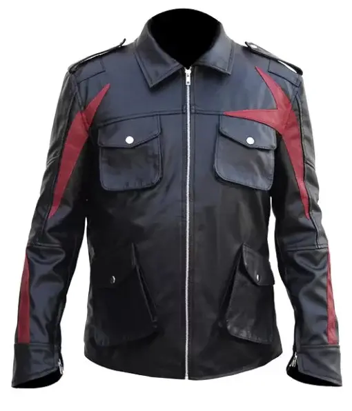 प्रसिद्ध खेल प्रोटोटाइप 2 चरित्र जेम्स हेलर काले असली लेदर जैकेट पर्यावरण के अनुकूल लाल पट्टियाँ चमड़ा जैकेट