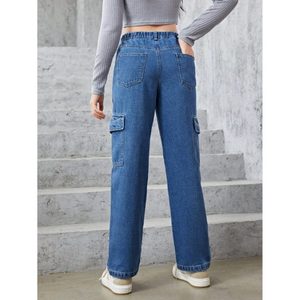 Jeans Cargo de Mezclilla para Mujer, Color Azul Piedra, Cintura Alta, Holgados, con Múltiples Bolsillos, Ecológicos, Transpirables, Estilo Urbano, Vintage - Product Image 2