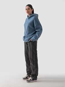 เสื้อมีฮู้ดผ้าวูลสำหรับผู้ชายเสื้อฮู้ดแบบสวมหัวเสื้อสตรีทไซส์ใหญ่พิเศษ - Product Image 4