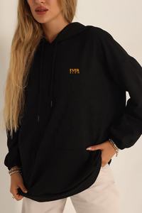 เสื้อฮู้ดแขนยาวสำหรับผู้หญิงเสื้อสวมหัวโอเวอร์ไซส์ผ้าย้อมสีต่างกันพิมพ์ลายไม่เหมือนใคร - Product Image 5