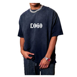 2025 hommes décontracté à manches courtes T-Shirt lavage à l'acide Style Hip Hop 100% coton 280GSM épais surdimensionné avant Polyester/coton mélangé - Product Image 3