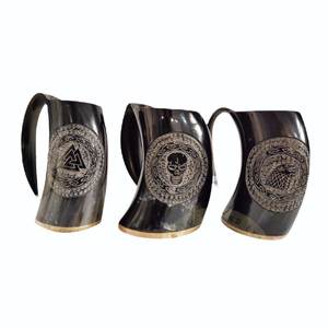 Chopes à bière en corne de boeuf de qualité supérieure avec options de logo personnalisées pour le meilleur cadeau Tasses à bière en corne de buffle entièrement fabriquées à la main - Product Image 5