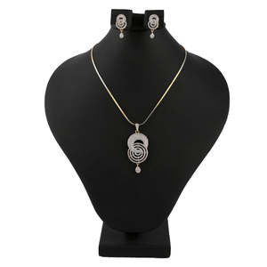 American Diamond <b>Locket</b> Set - Silver & Golden - Product Image 1