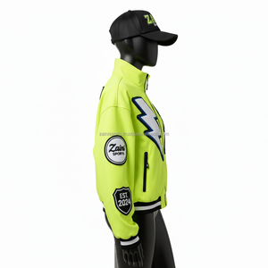 Veste softshell pour femme vert fluo polyester premium extensible respirant logo en chenille personnalisé Veste softshell pour femme - Product Image 3