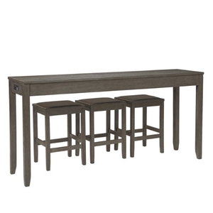 Mesa de bar gris de madera maciza de caoba - Product Image 2