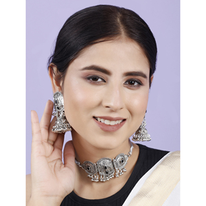 GS <b>Black</b> Round Leaf <b>Choker</b> Party Jewelry Made of Alloy - Product Image 2