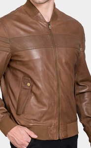 Veste en cuir de vache à col montant pour homme, tendance, personnalisée, couleur streetwear, tenue d'hiver longue, imperméable, écologique - Product Image 3