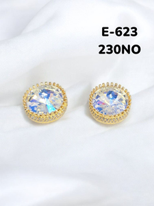 Boucles d'oreilles pendantes de luxe en cristal rond plaqué or pour femmes, style solitaire tendance pour mariages, anniversaires et cadeaux - Product Image 1