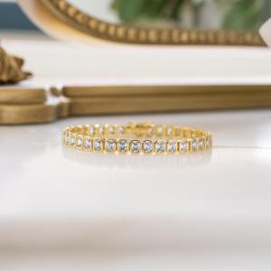 Best Seller Emerald Cut <b>Moissanite</b> Diamond Tennis <b>Bracelet</b> With 14k Gold Plated With 925 Silver Iced Out Diamond Jewelry Seller - Product Image 2