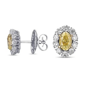 Boucles d'oreilles ovales en or jaune 14 carats en diamant de laboratoire créé boucles d'oreilles à visser bijoux cadeau pour elle - Product Image 4