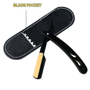 Nueva Navaja de Afeitar Recta Negra para Barbería, Navajas de Afeitar de Hoja Recta, Empaque con Logotipo Personalizado OEM - Product Image 4