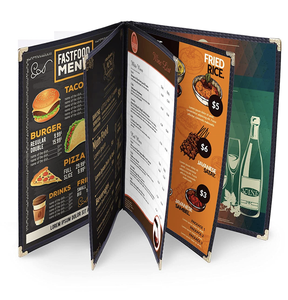 DIVRIS DRL-120-10 Porte-menu en cuir PU transparent à 10 fenêtres, avec fenêtre en PVC transparent, pour restaurant, format personnalisé, longue durée de vie - Product Image 6