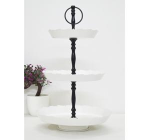 Servidor de soporte para tartas de 2 niveles con relieve azul recubierto de polvo de hierro a bajo precio, estilo nórdico único de lujo para la mejor bandeja para tartas de Navidad - Product Image 5