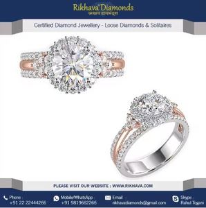 Anillo de diamantes de oro blanco y rosa de 18kt elegante de excelente calidad Diseño impresionante para un anillo de compromiso único por proveedor - Product Image 5