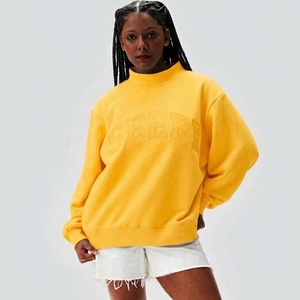 Sweat-shirt décontracté à col montant pour femme, coupe oversize, en molleton de coton à manches longues, vente en gros pour l'automne - Product Image 6