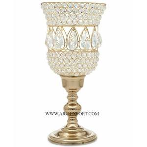 Wedding <b>Gifting</b> Votive <b>Candle</b> Holders <b>Set</b> of 2 Round Shape Metal and Crystal Indoor Lights Candlestick Holder In Wholesale Price - Product Image 2