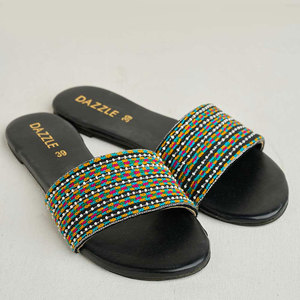 Sandalias de Moda Personalizables con Diseño de Tiras de Terciopelo de Gamuza Multicolor, Antideslizantes, Estampadas, de Alta Calidad - Product Image 1
