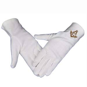 Gants blancs maçonniques en coton Offre Spéciale Gants maçonniques réutilisables au meilleur prix avec design et logo personnalisés - Product Image 2