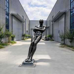 Sculpture en bronze personnalisée, grande statue abstraite moderne de figure humaine, art métallique poli pour galerie, hall d'hôtel, villa, décoration de jardin - Product Image 2