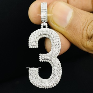 Pendentif personnalisé en or plaqué 10 carats avec diamants naturels ronds brillants, style hip-hop, bijoux unisexes - Product Image 1