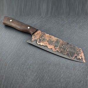 STEEL CRAFT INTERNATIONAL SCL Premium Quality <b>Custom</b> Made Chef Knife DIY OEM Japanese Style Copper Damascus Steel Straight Wood - Product Image 2