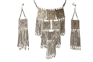 Gargantilla afgana de trabajo de cadena en capas, collar para mujeres y niñas, acabado de plata alemana oxidada, borlas étnicas con cuentas, ropa festiva - Product Image 2