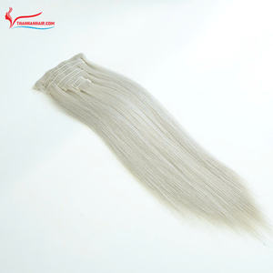 Extensions de cheveux humains droits vietnamiens 100% de haute qualité Combo de couleur blanche disponible en pièces en gros avec des cheveux à clipser - Product Image 3